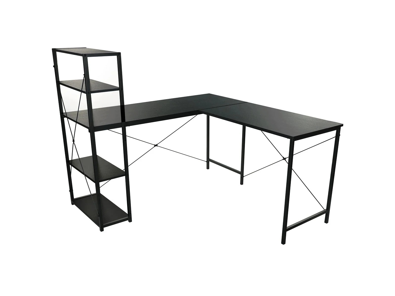 Rohový psací stůl s regálem 140 x 145 cm Black Oak Loft Do Pokoje Kanceláře