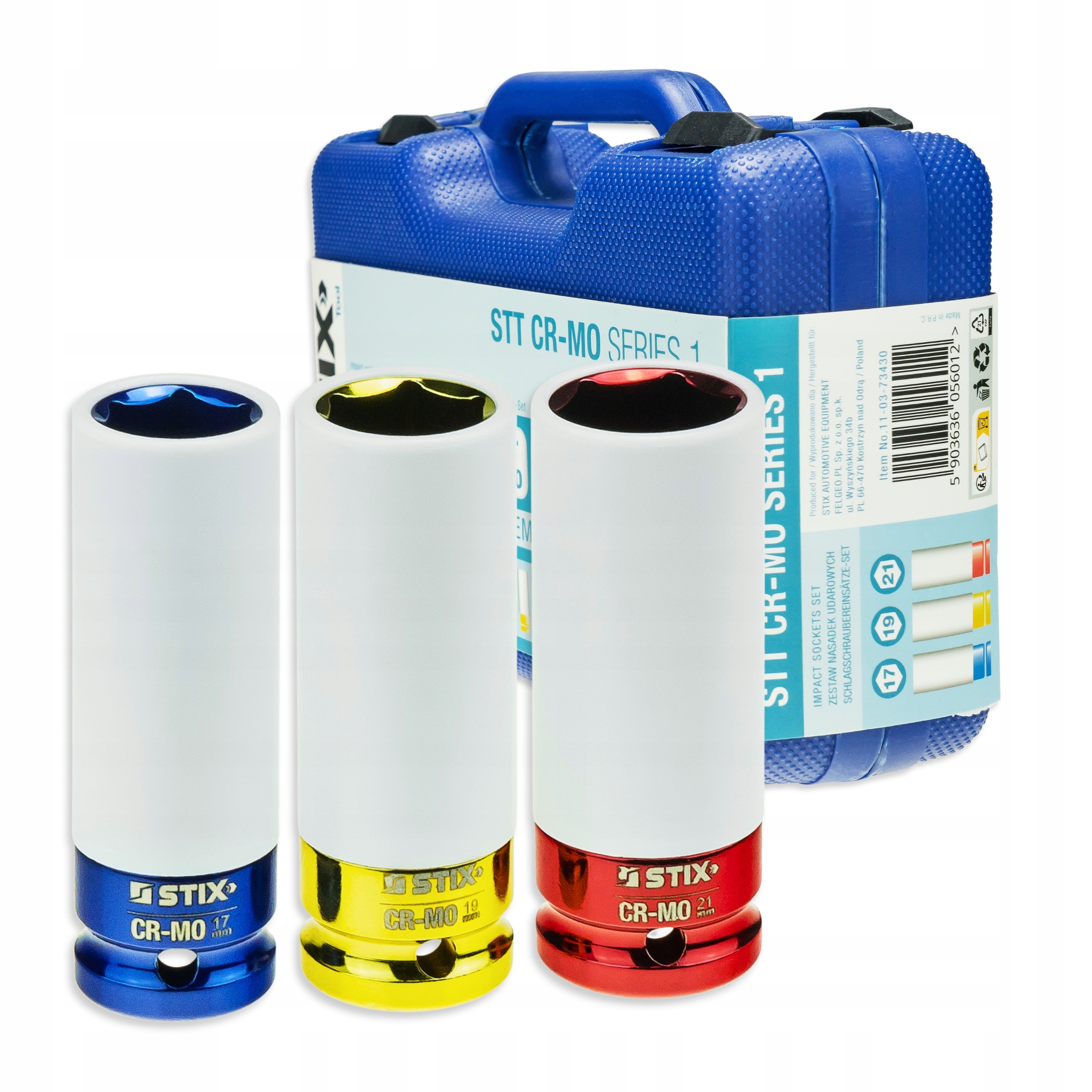 Nasadki Udarowe Do Felg Aluminiowych Z Osłoną 17 19 21 MM Cr-mo Stix 3 Szt.