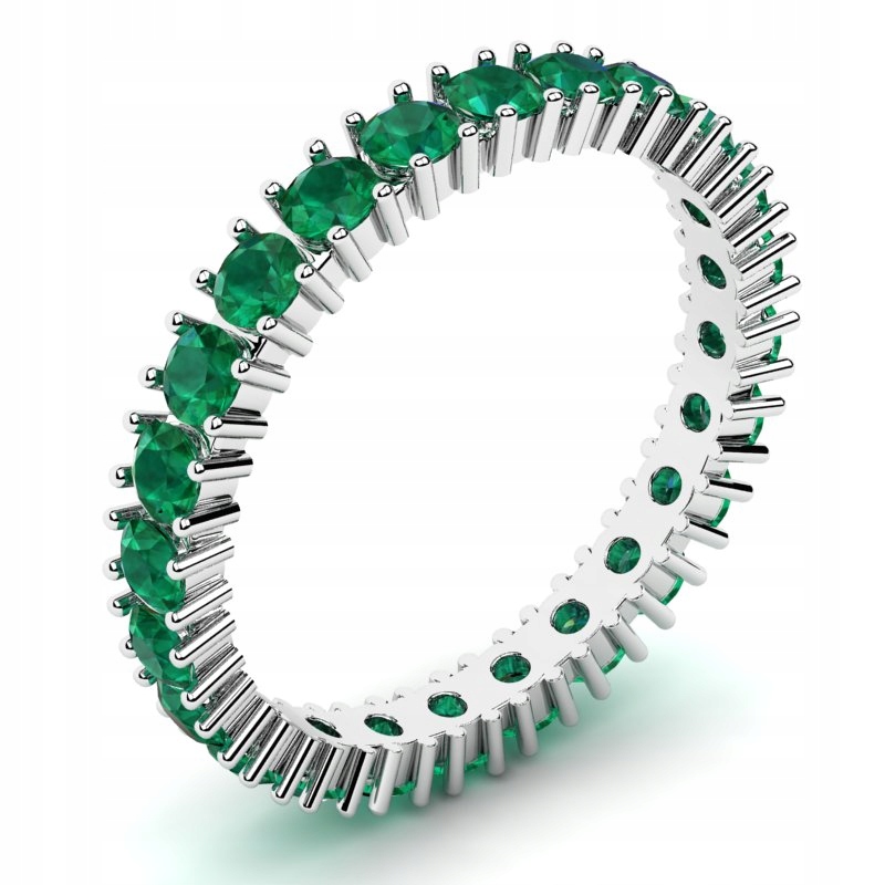 

Obrączka Złota Z Zielonymi Cyrkoniami 2.5MM