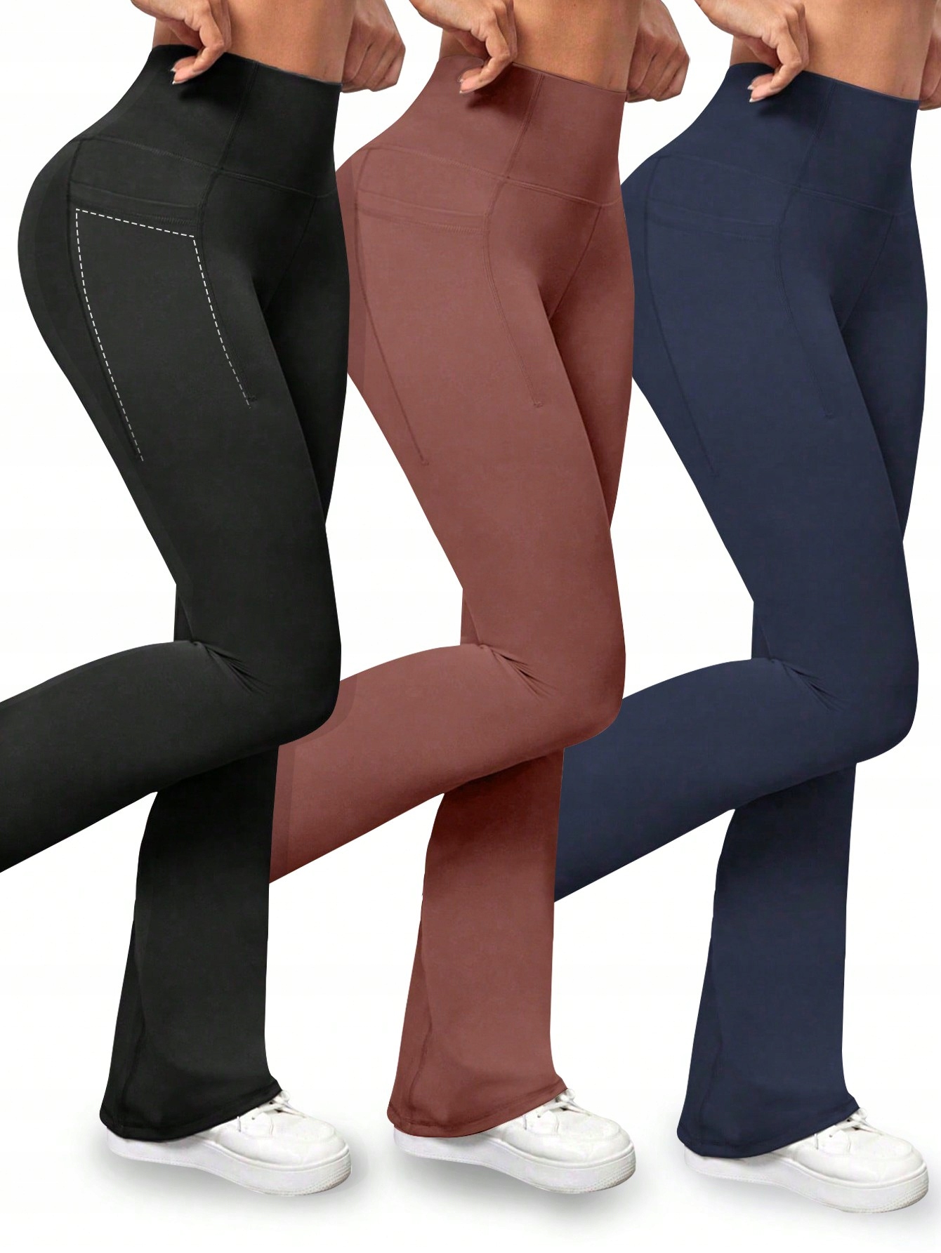 Legginsy Sportowe Treningowe Dzwony Z Wysokim Stanem 3-PAK Shein M 38