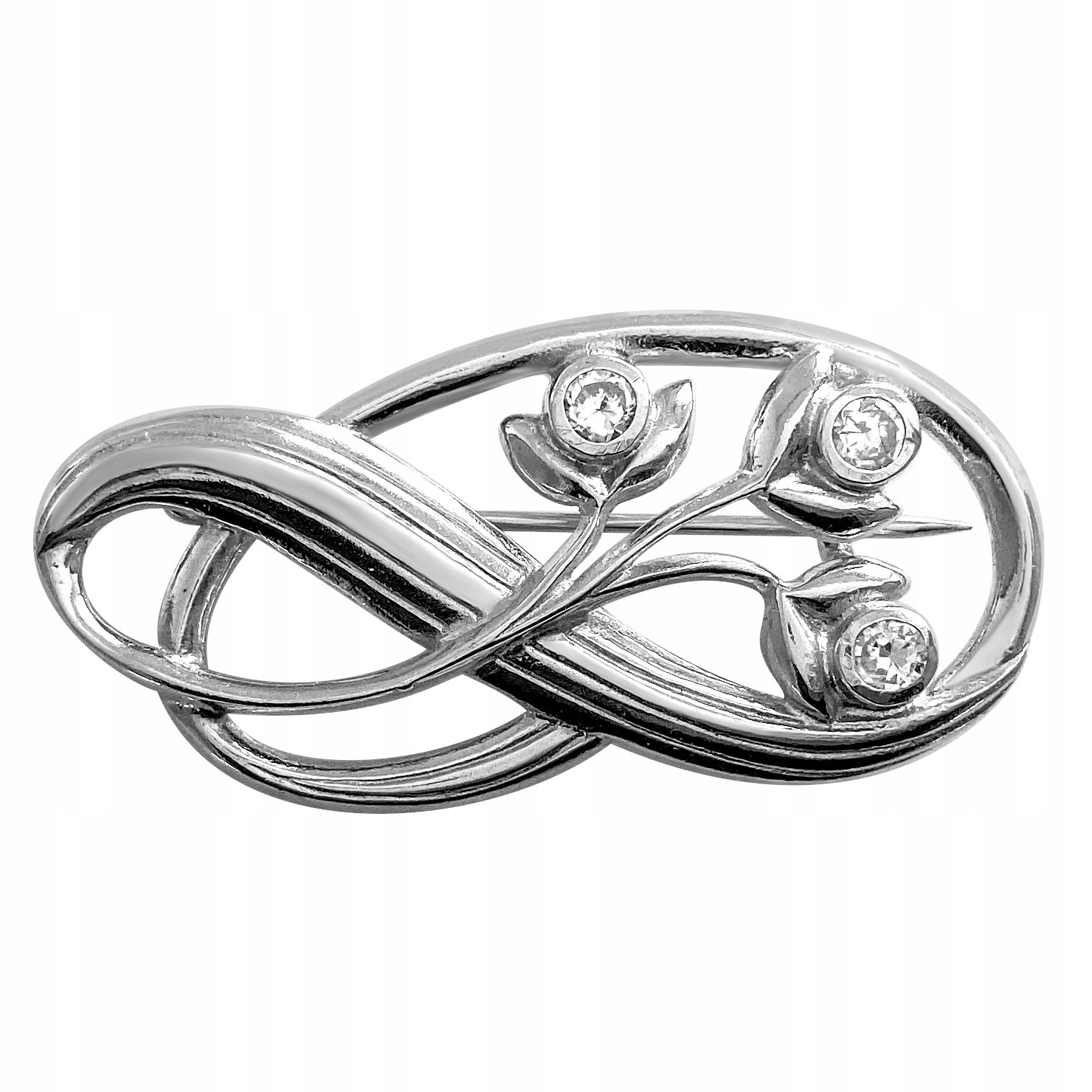 Okázalá Umělecká Brož S Květy Stříbro 925