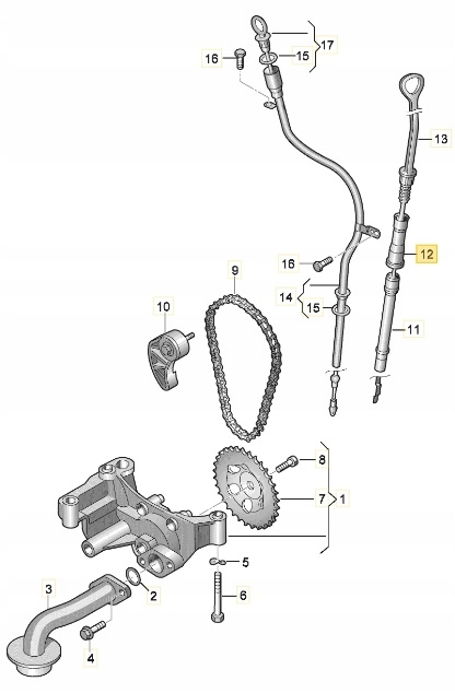PROWADNICA MIARKI OLEJU LEJEK RURKA BAGNETU AUDI SEAT SKODA VW 038103663C Numer katalogowy części 038103663C / 038 103 663 C
