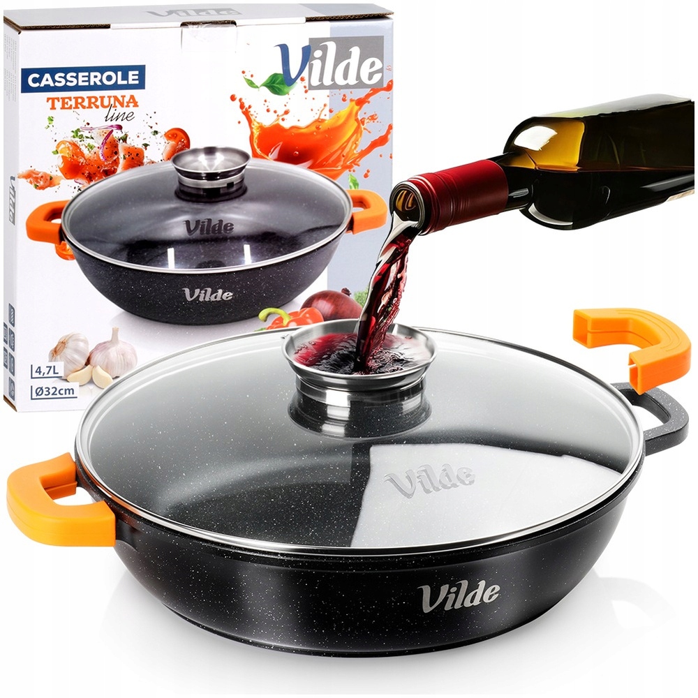 Granitová pánev na smažení, dušení a pečení s poklicí 32 cm 4,7 l