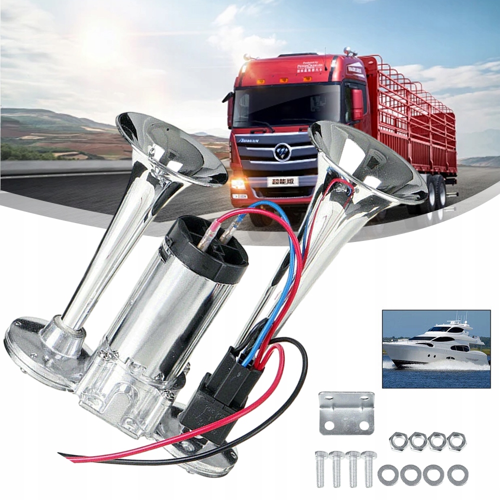 600DB 12V ZESTAW KLAKSONU SAMOCHODOWEGO SUPER GŁOŚNY GŁOŚNIK SAMOCHODOWY