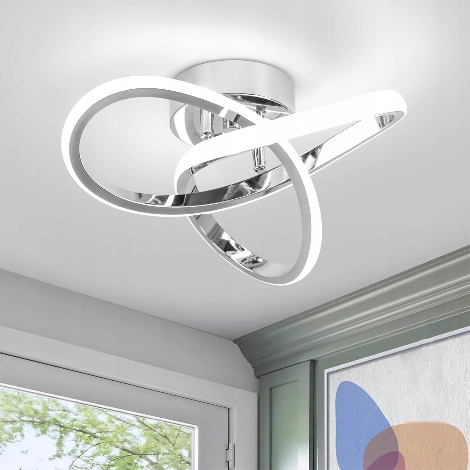stropní svítidlo Led Stropní Svítidlo Moderní Stříbrný Lustr 30W 6000K Do Obývacího Pokoje