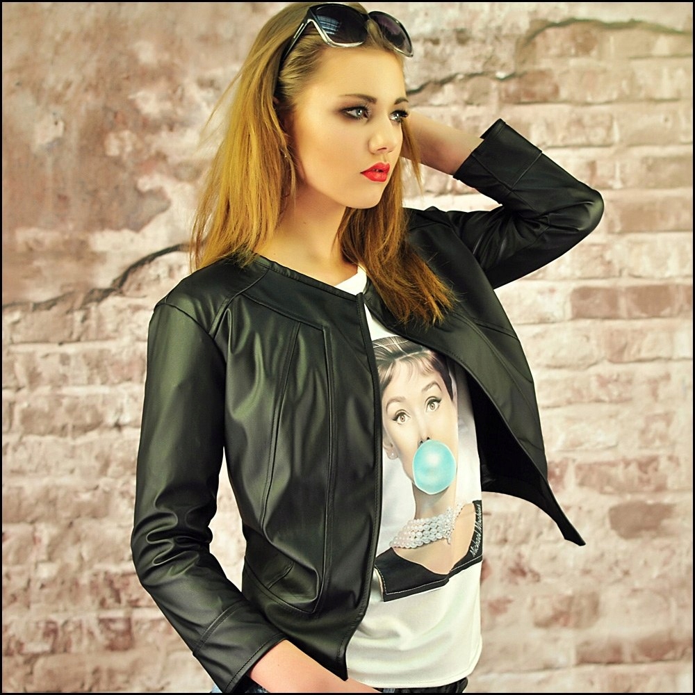 RAMONESKA NARZUTKA ŻAKIET EKO SKÓRA CZARNA 3XL Marka New Collection