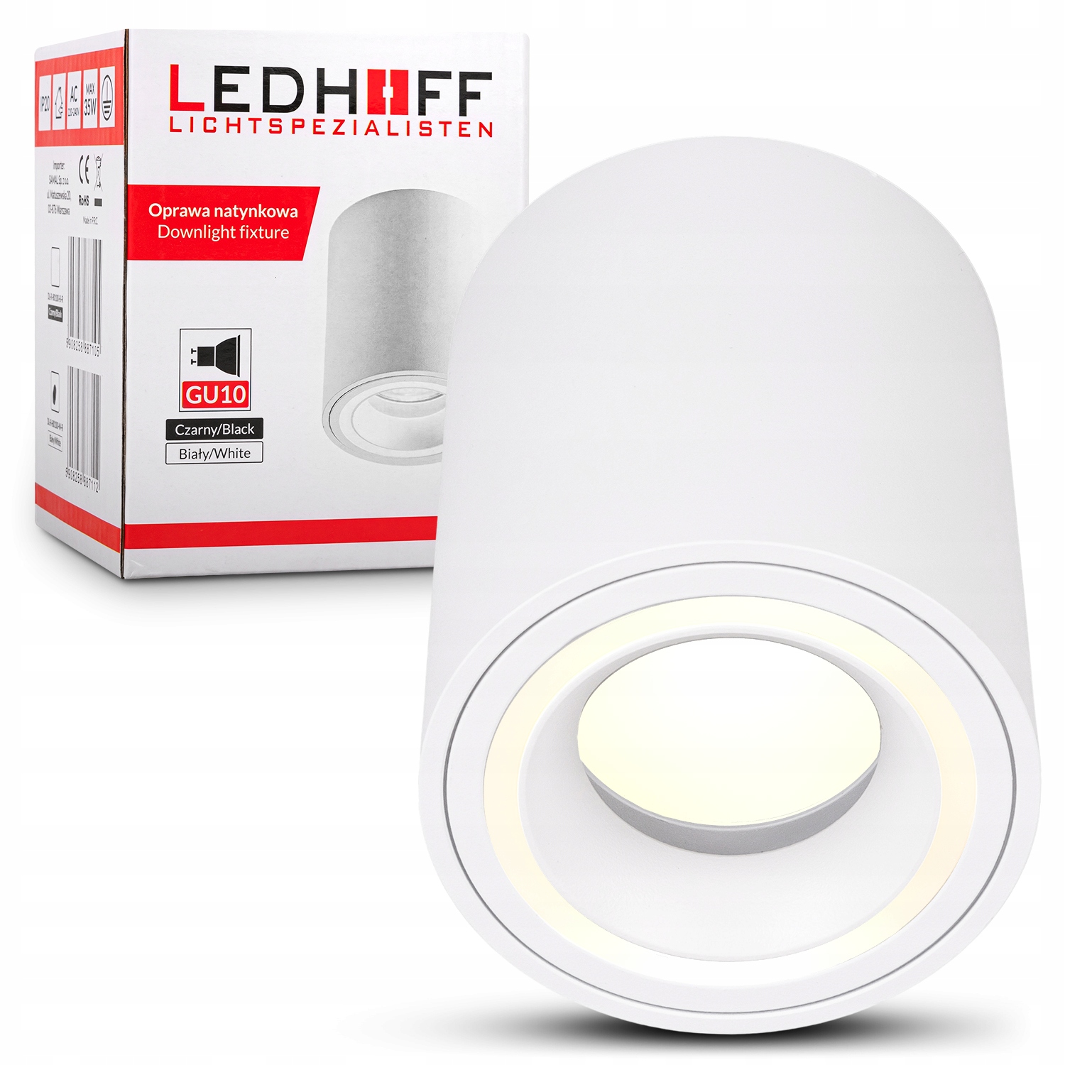 4x Oprawa natynkowa Halogenowa TUBA LED GU10 biała SPOT sufitowa do POKOJU Długość/wysokość 10 cm