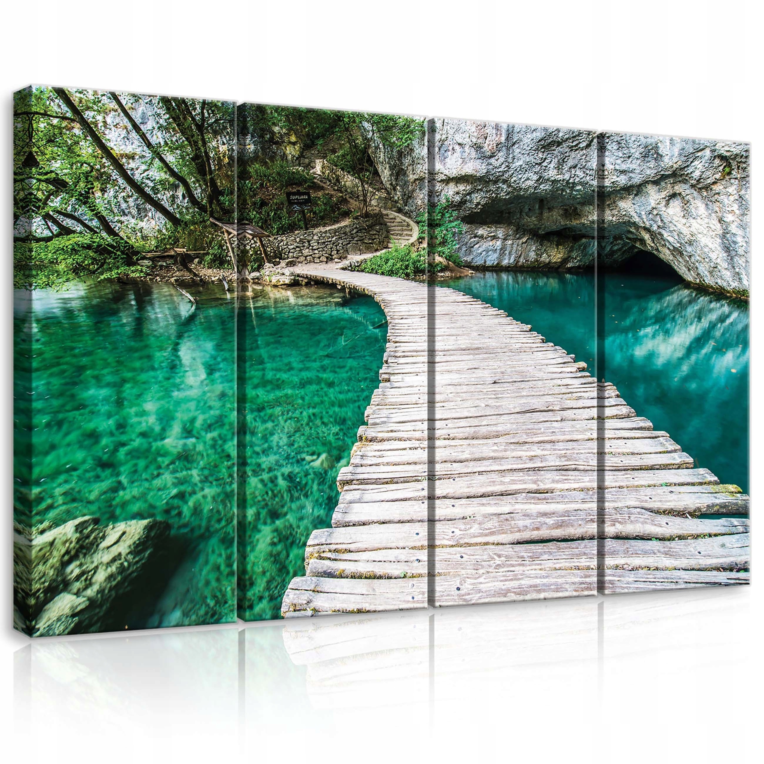 Obraz 120x80 Příroda krajina vodopád jezero řeka most strom skály zeleň