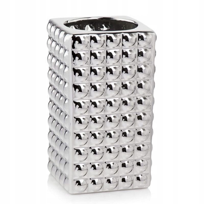 

Srebrny wazon ceramiczny Polnix lustrzany glamour