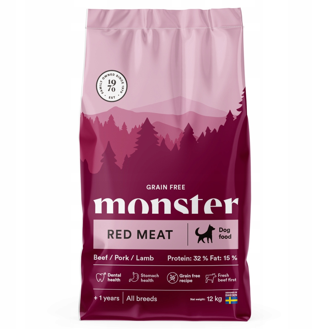 Levně Monster Dog Adult 12 kg Bezobilné suché Krmivo pro psy s červeným masem