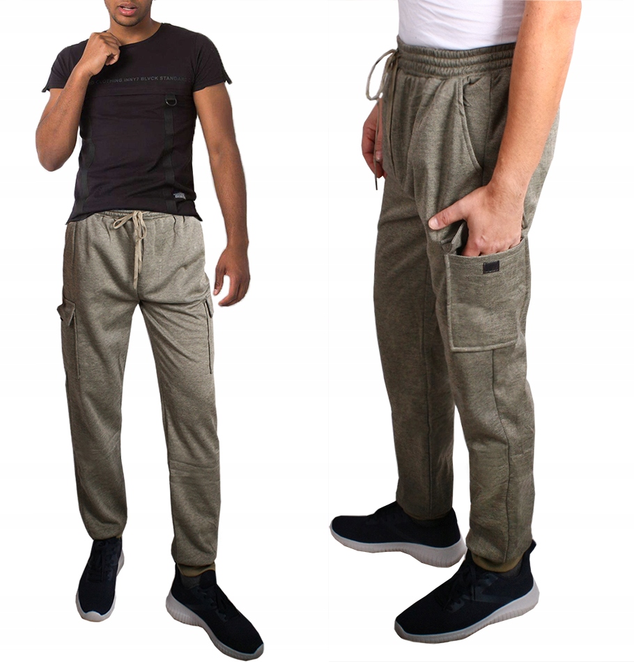 

Spodnie Dresowe Męskie dresy Bojówki 411 beige 5XL