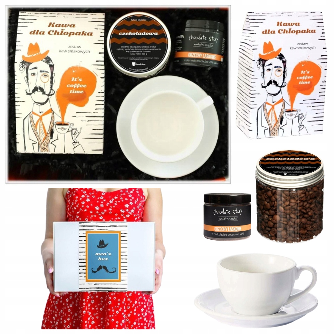 Levně Dárek Pro Muže S Aromatizovanou Kávou, Šálkem A Ořechy