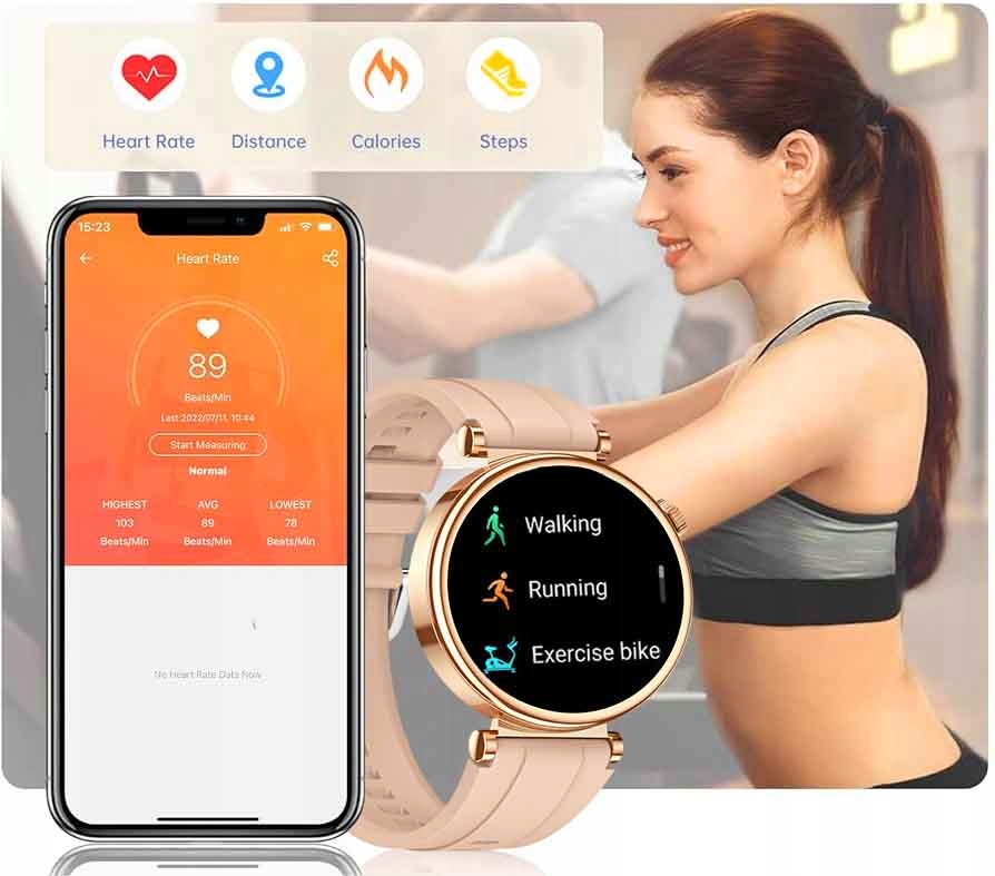 SMARTWATCH DAMSKI ZEGAREK ROZMOWY POWIADOMIENIA SPORT ZDROWIE POLSKIE MENU Stan opakowania oryginalne