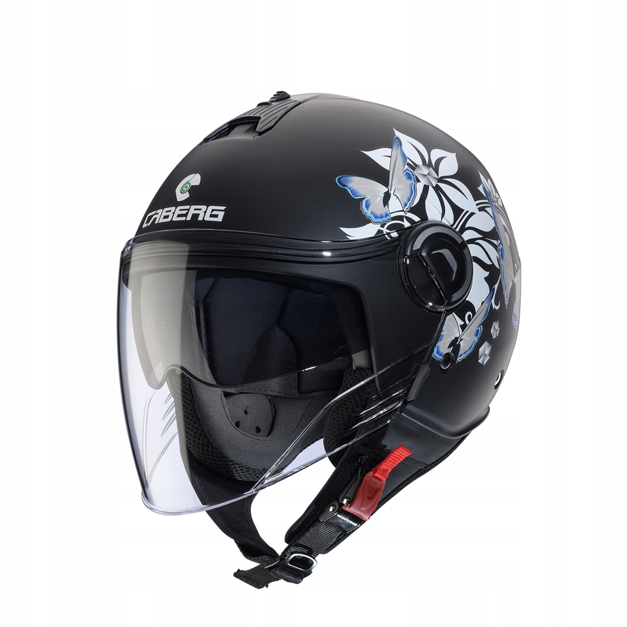 Caberg Otvorená Prilba Jet S Blendou Model Riviera V4X Mia Farba Čierna Mat/bia