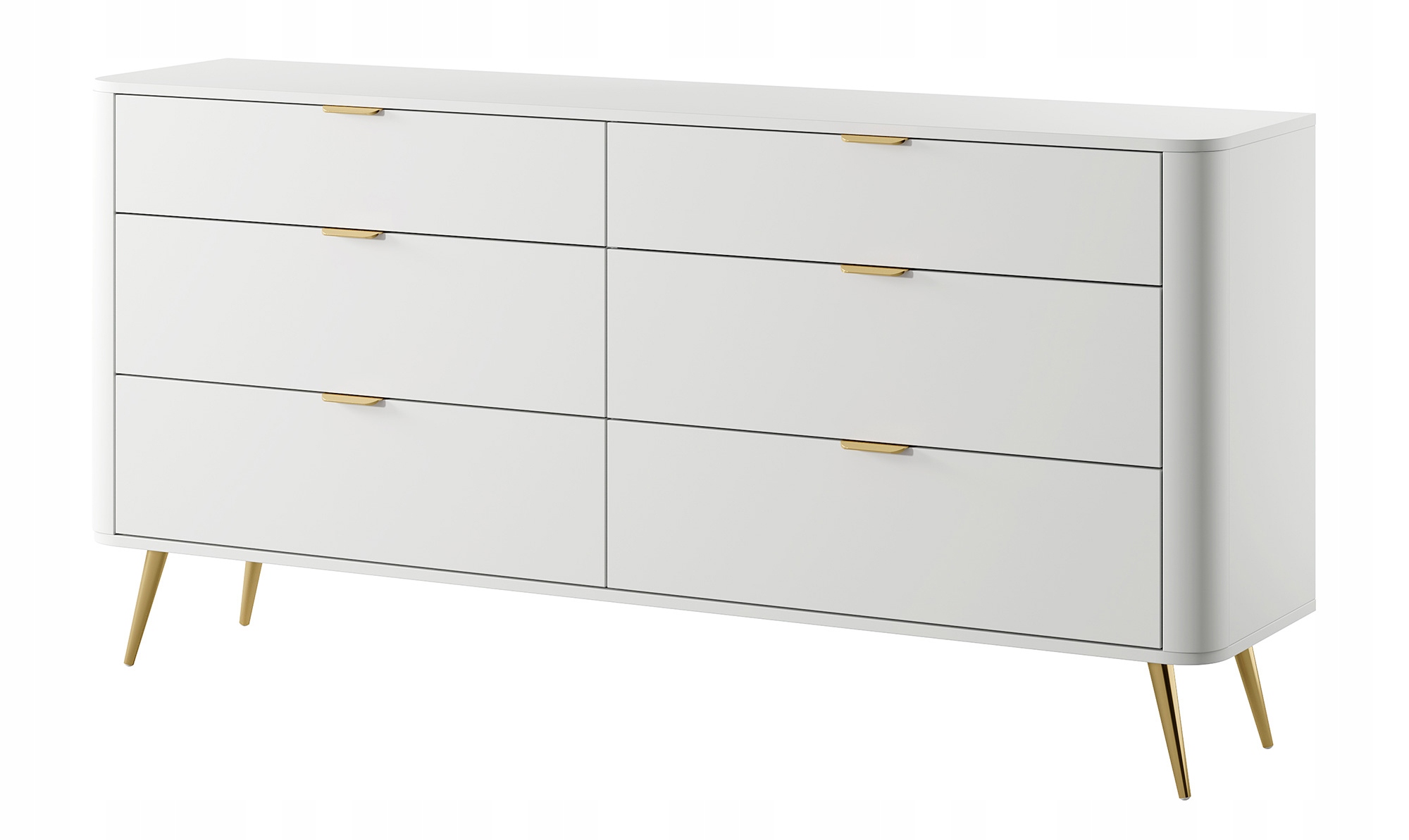 Komoda Oval se šesti zásuvkami 172 cm Bílá Selsey Design