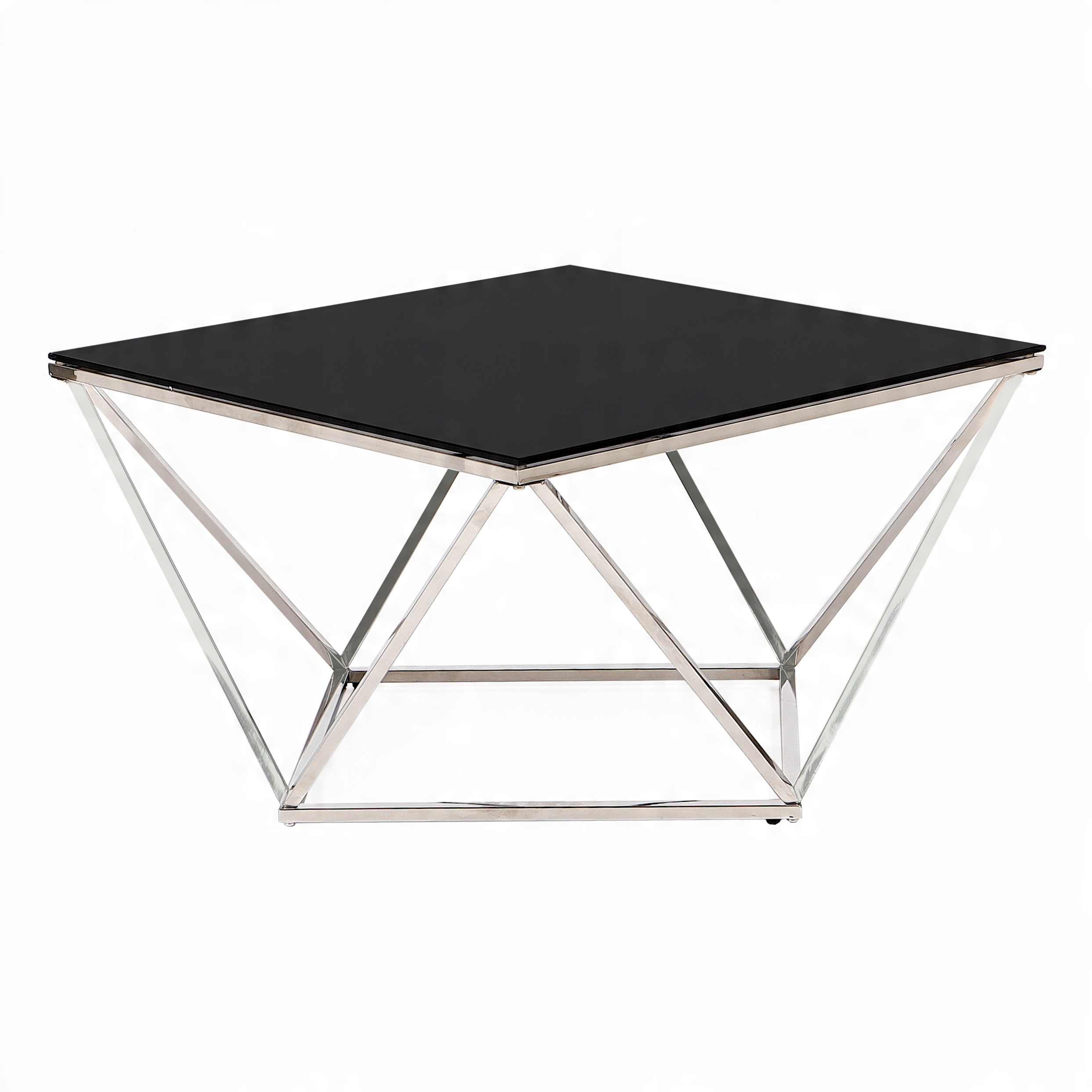 

Srebrny stół stolik diament Java chrom+szkło 65x65