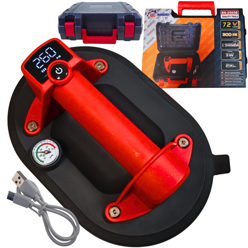 Przyssawka Próżniowa Akumulatorowa Szyb Uchwyt 240 mm 300 Kg LCD