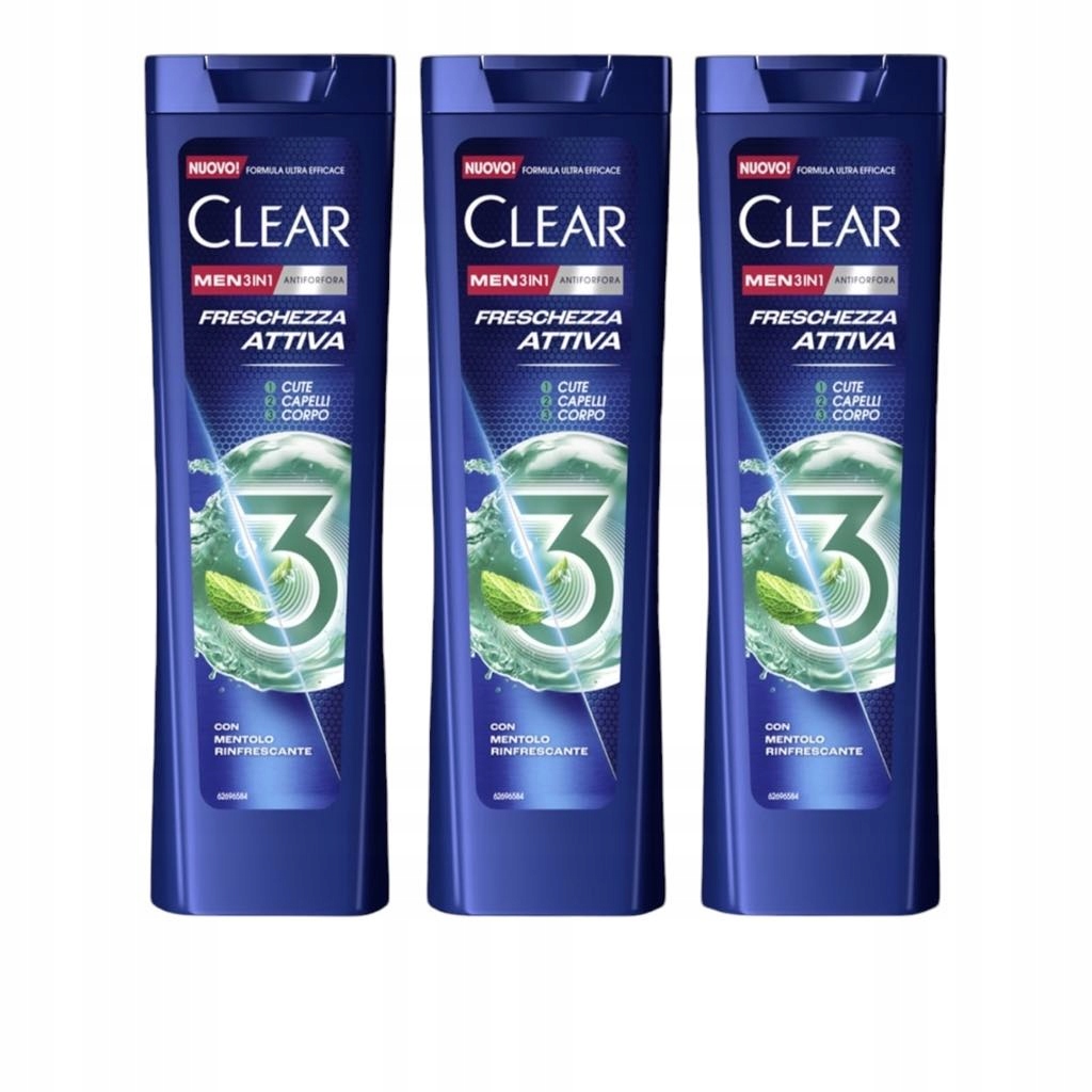Clear Men šampon New Freschezza Attiva 3v1 aktivní svěžest, čistota 225