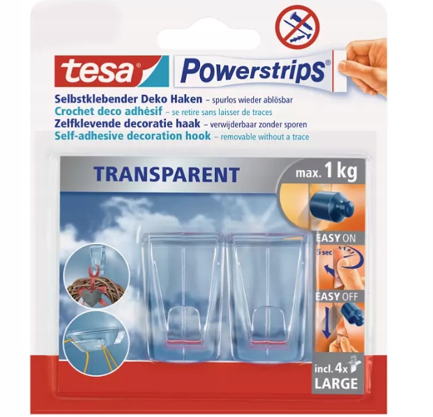 

Tesa 58813 Przezroczysty Haczyk Samoprzylepny 2SZT