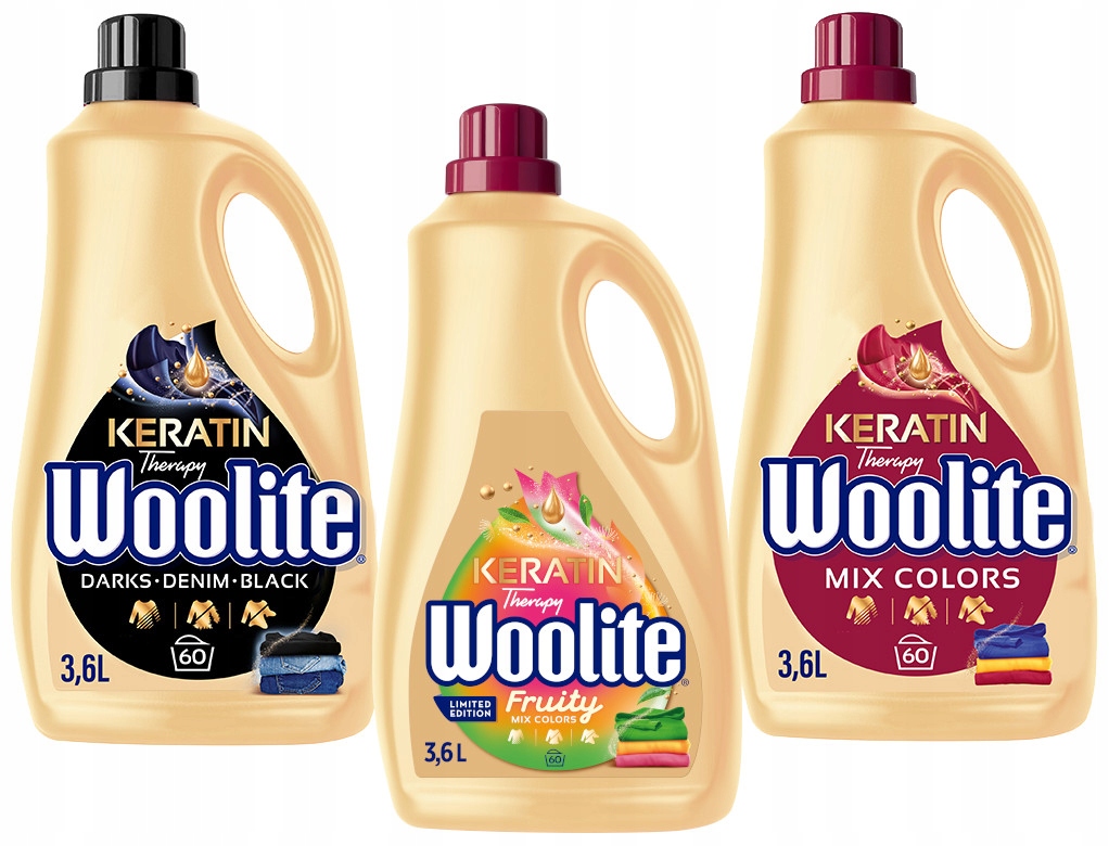 Levně Woolite Tekutý prací prostředek na barvy černého ovoce 3 x 3,6 l