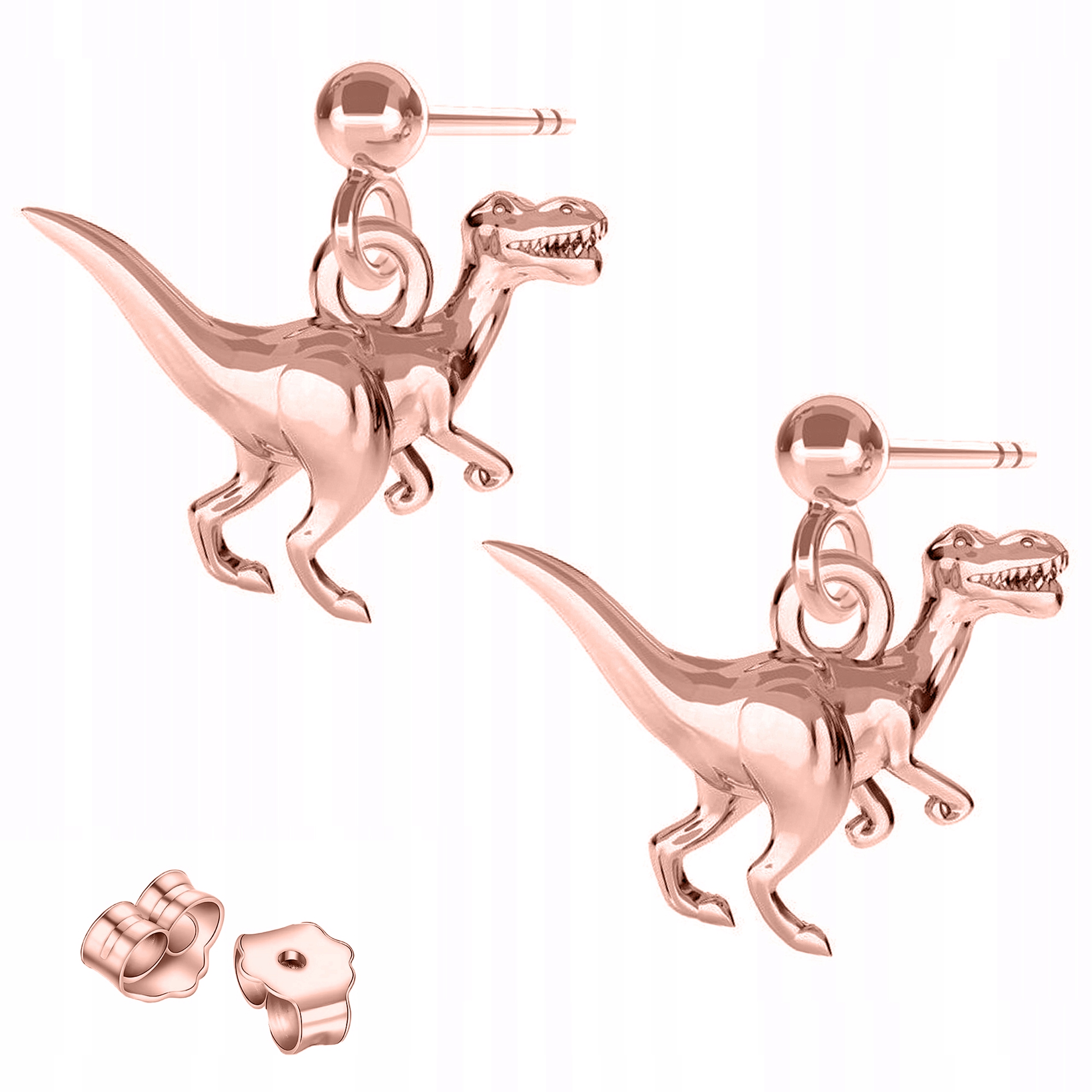 Náušnice Pozlacení Dinosauři T-rex s dinosaurem Dino Dinosaurus Stříbro 925