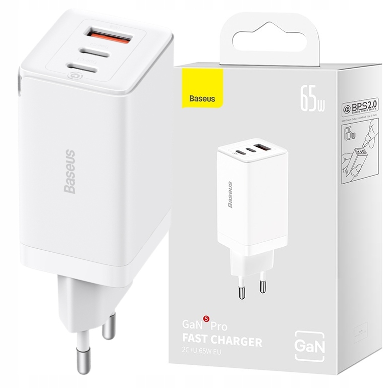 Baseus Ładowarka Sieciowa Gan 65W Usb-c Usb-a Pd Qc Pps Do Laptopa Telefonu
