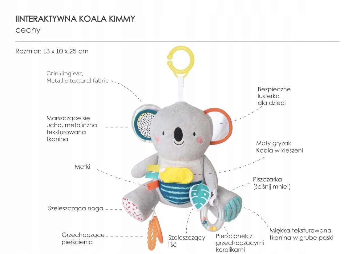 Interaktywna Pluszowa Zabawka Koala Kimmy z Gryzakiem Taf Toys 0m+ Wiek dziecka 0 +