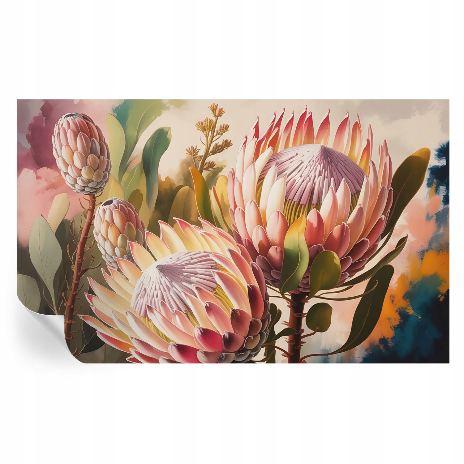 Módna samolepiaca tapeta s lepidlom na stenu 3D Protea kvety 416 x 254 cm