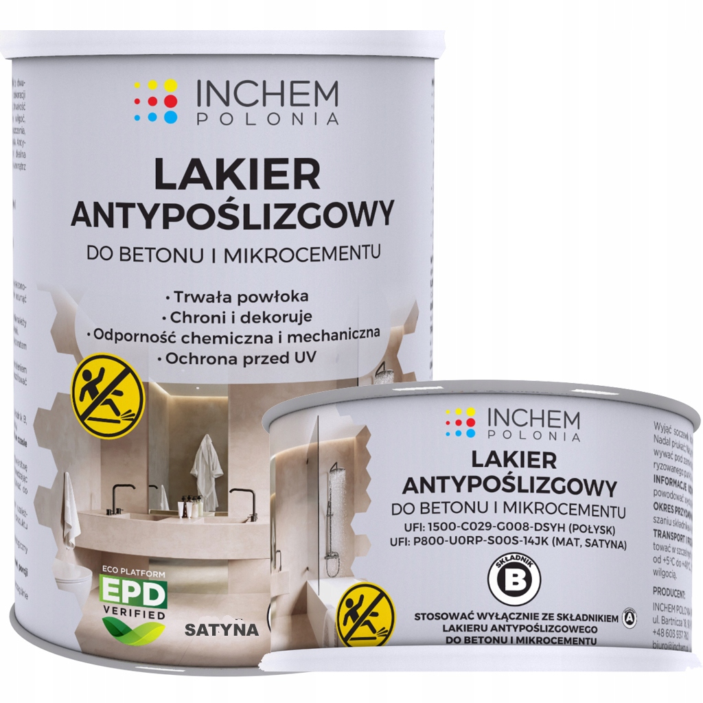 Dwuskładnikowy antypoślizgowy lakier do betonu A: 800ml B: 150ml Satyna