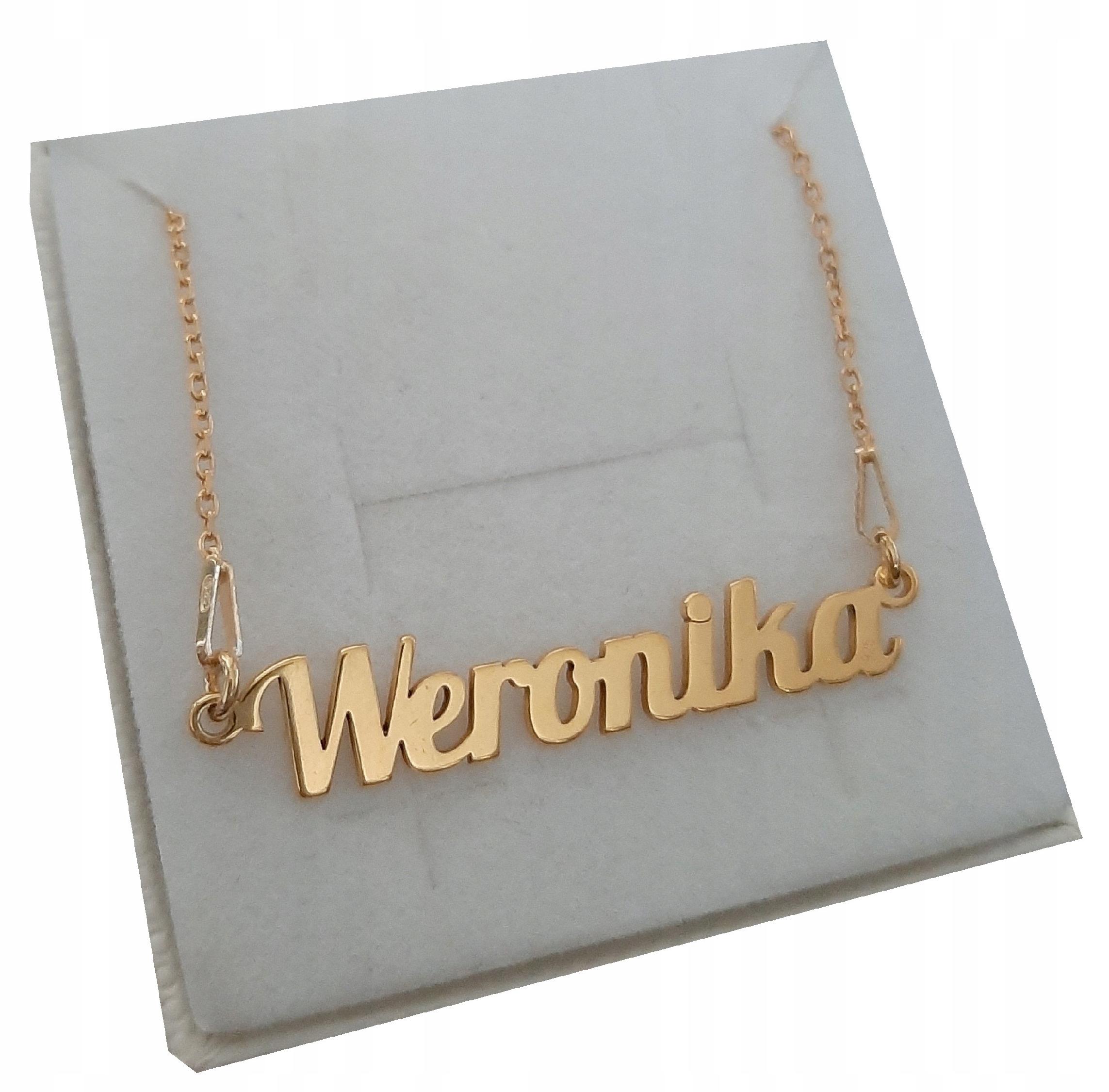 

Złoty łańcuszek z imieniem imię Weronika srebro925