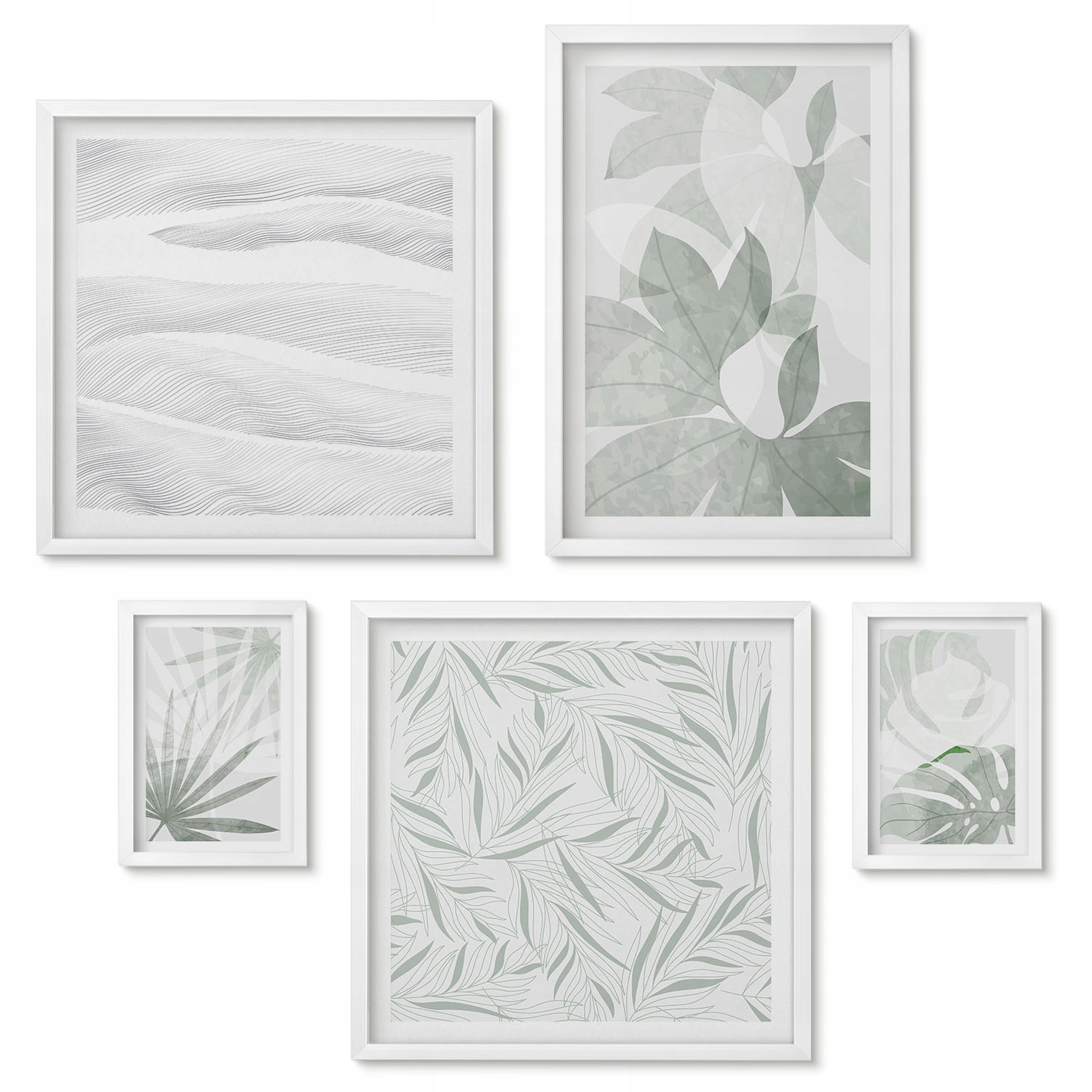 Sada obrazů do obývacího pokoje 50x50 cm 20x30 cm 40x60 cm Rostlinné motivy zelené
