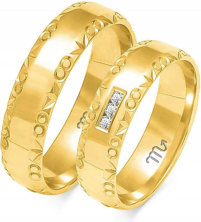 Zlatý snubní prsten s gravírováním 585, 35 36 37, elegance a styl 14K