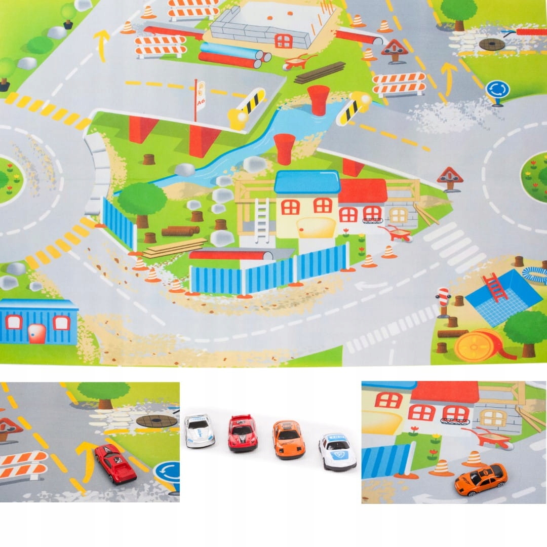 

Mata na podłogę dla dzieci z autkami 120x80