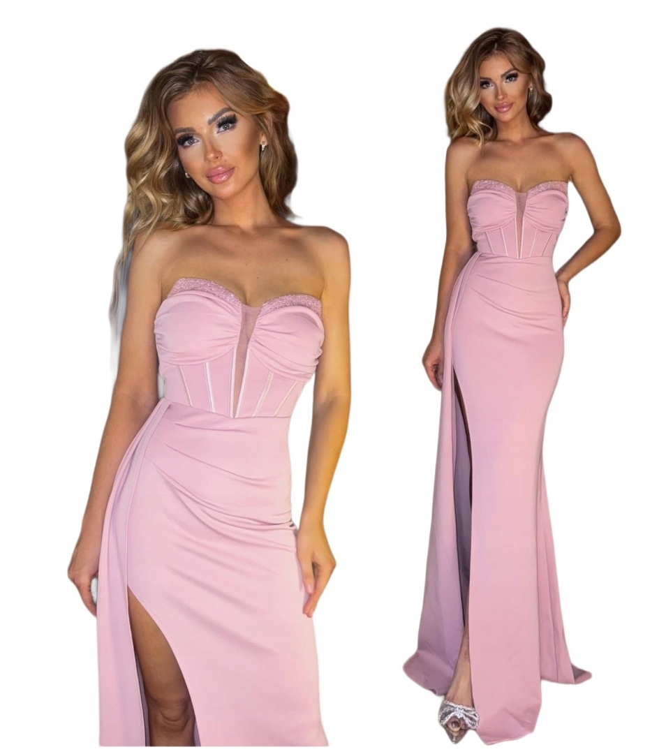 Portofino pudrová růžová Dlouhá Šaty rybička na Silvestra Ples Studnička M