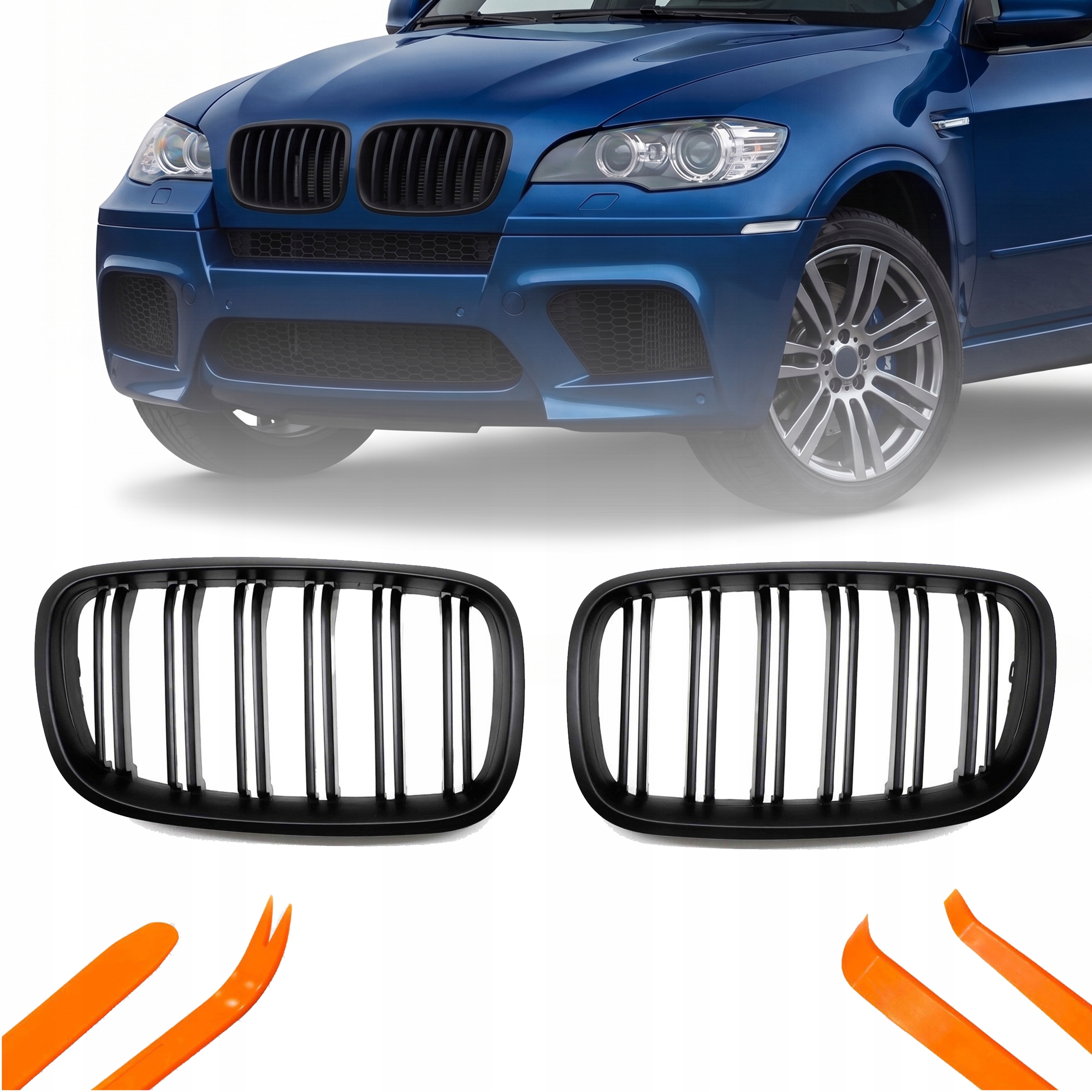 Atrapa Gril Ledvinky Bmw X5 E70 08-14 Černý Mat M Balíček M 2 Žebra