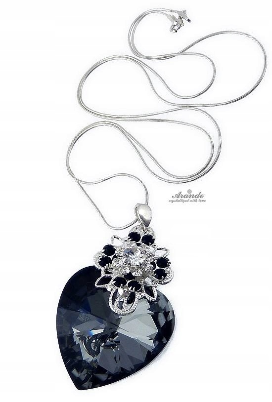 Křišťálový náhrdelník Ocean Heart Stříbro Arande