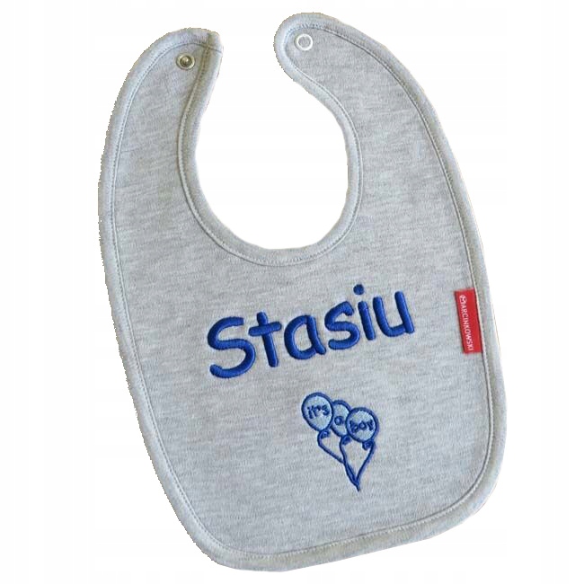 Prezent dla NIEMOWLAKA noworodka ŚLINIAK z IMIENIEM datą metryczką HAFTEM