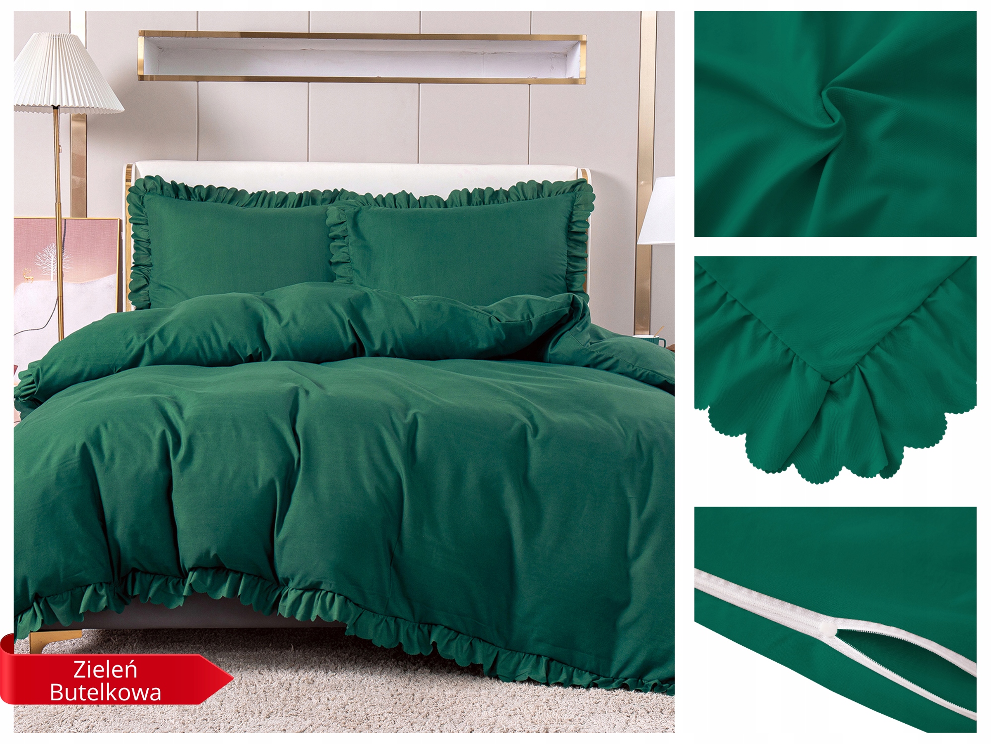 POŚCIEL Z FALBANKĄ 140x200 + POSZEWKA KOMPLET POŚCIELI Z FALBANĄ Wymiary poduszki 70x80cm