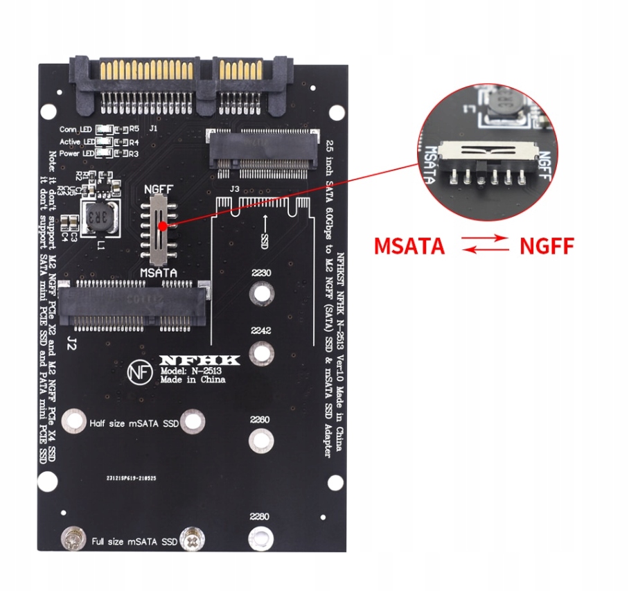 

Adapter karta M.2 Ngff Msata Ssd do 2.5“ Sata 3.0
