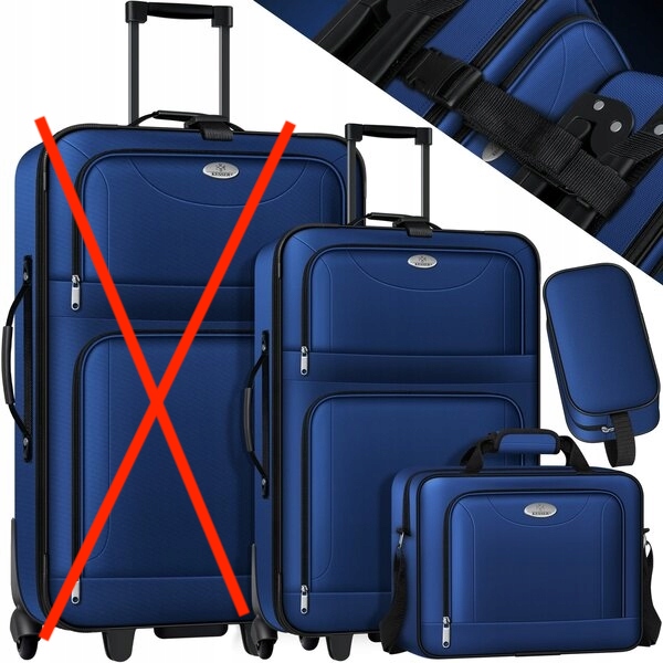 3-dílná sada cestovních kufrů, příruční zavazadlo, měkké kosmetické tašky