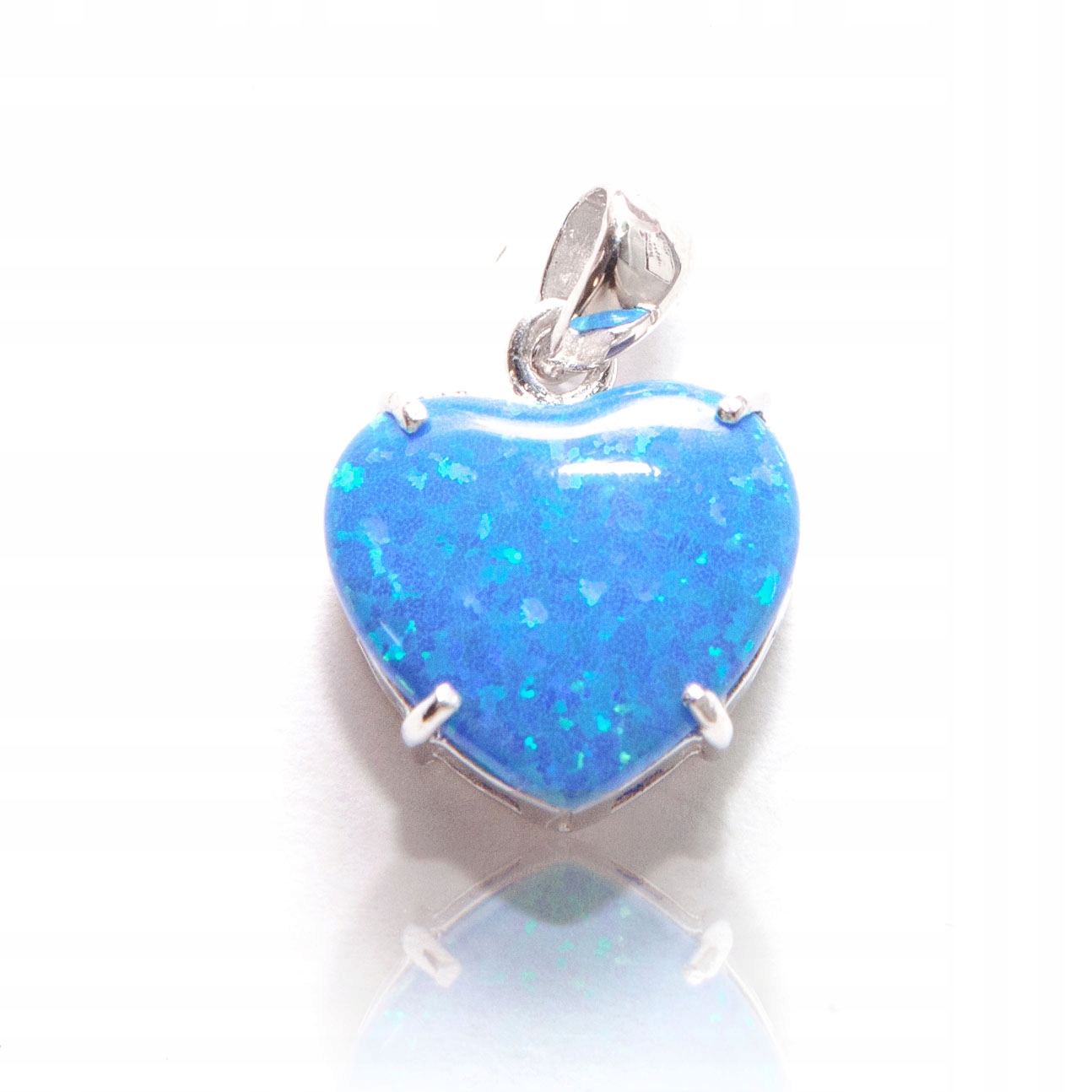Stříbrný přívěsek s opálem srdce konvexní stříbro 925 opál modrý láska