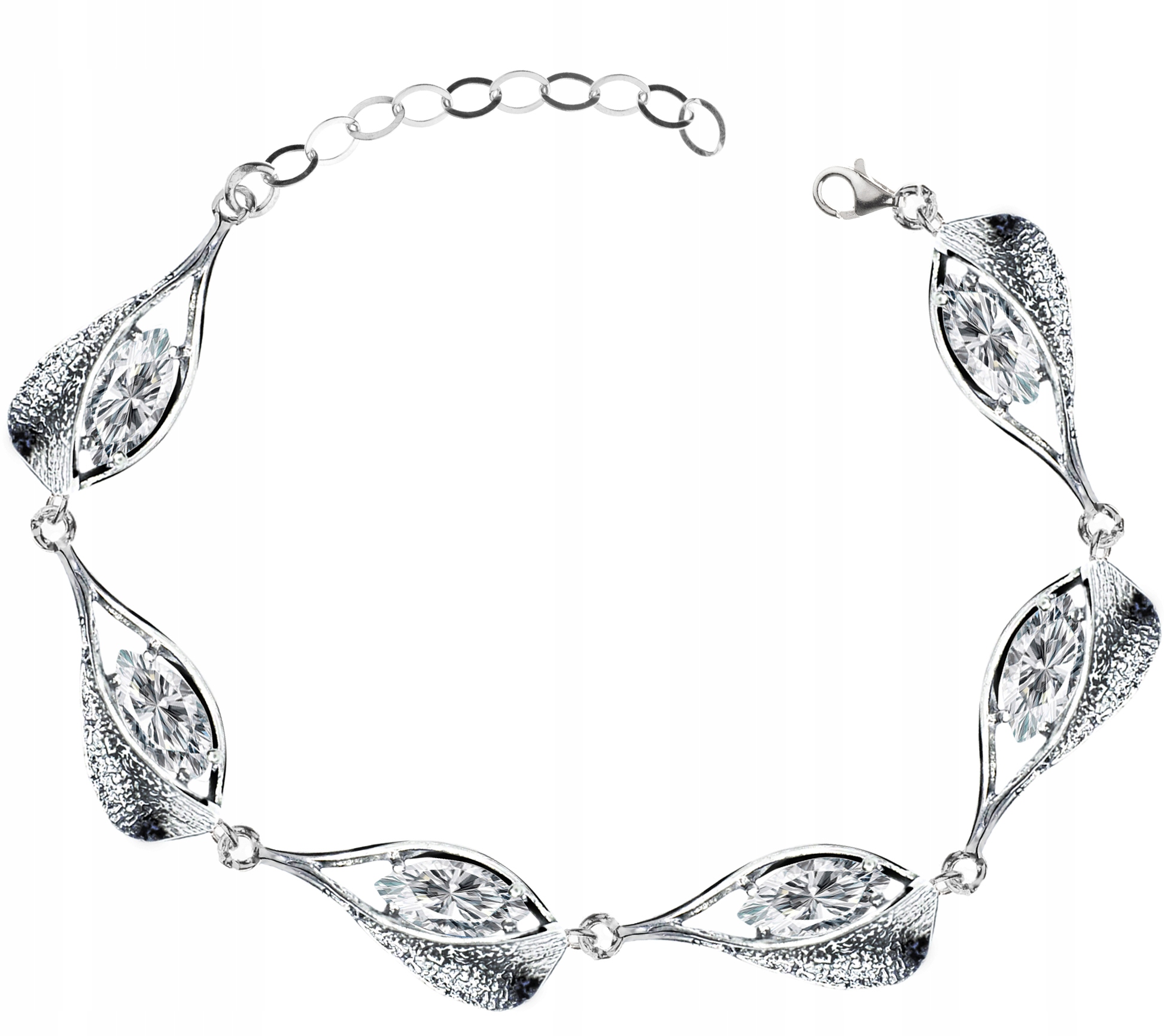 

Srebrna Oksydowana Bransoletka Z CYRKONIAMI.925!