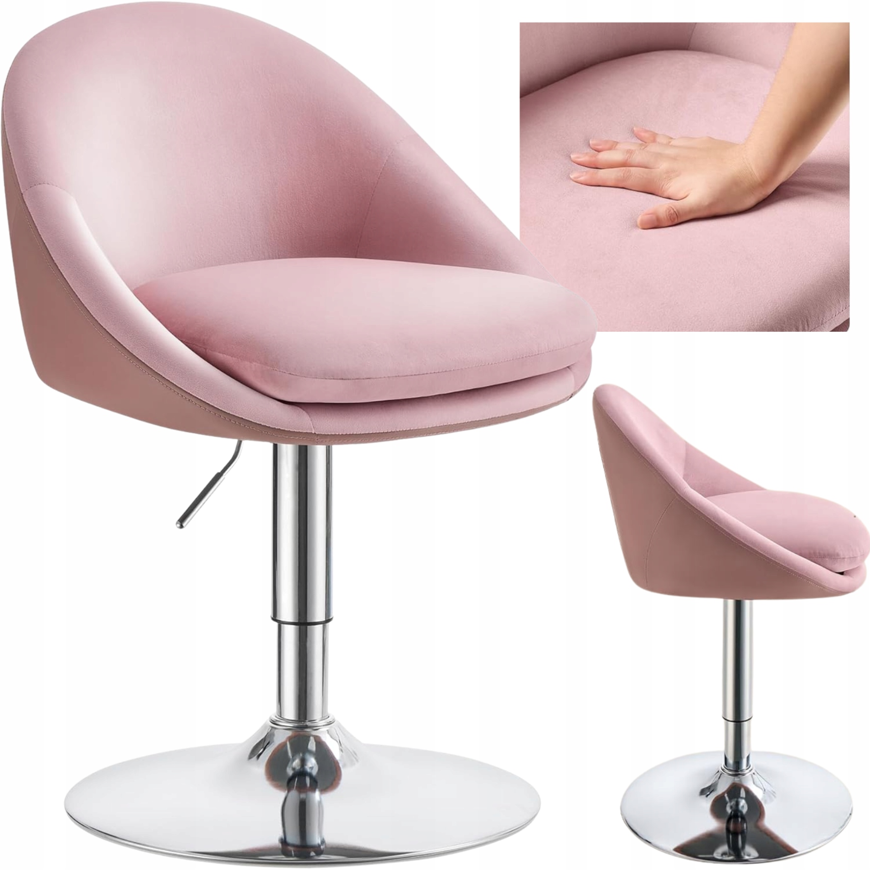 Otočná stolička Barová Židle Růžová Nastavitelná do kuchyně Psací stůl Ložnice