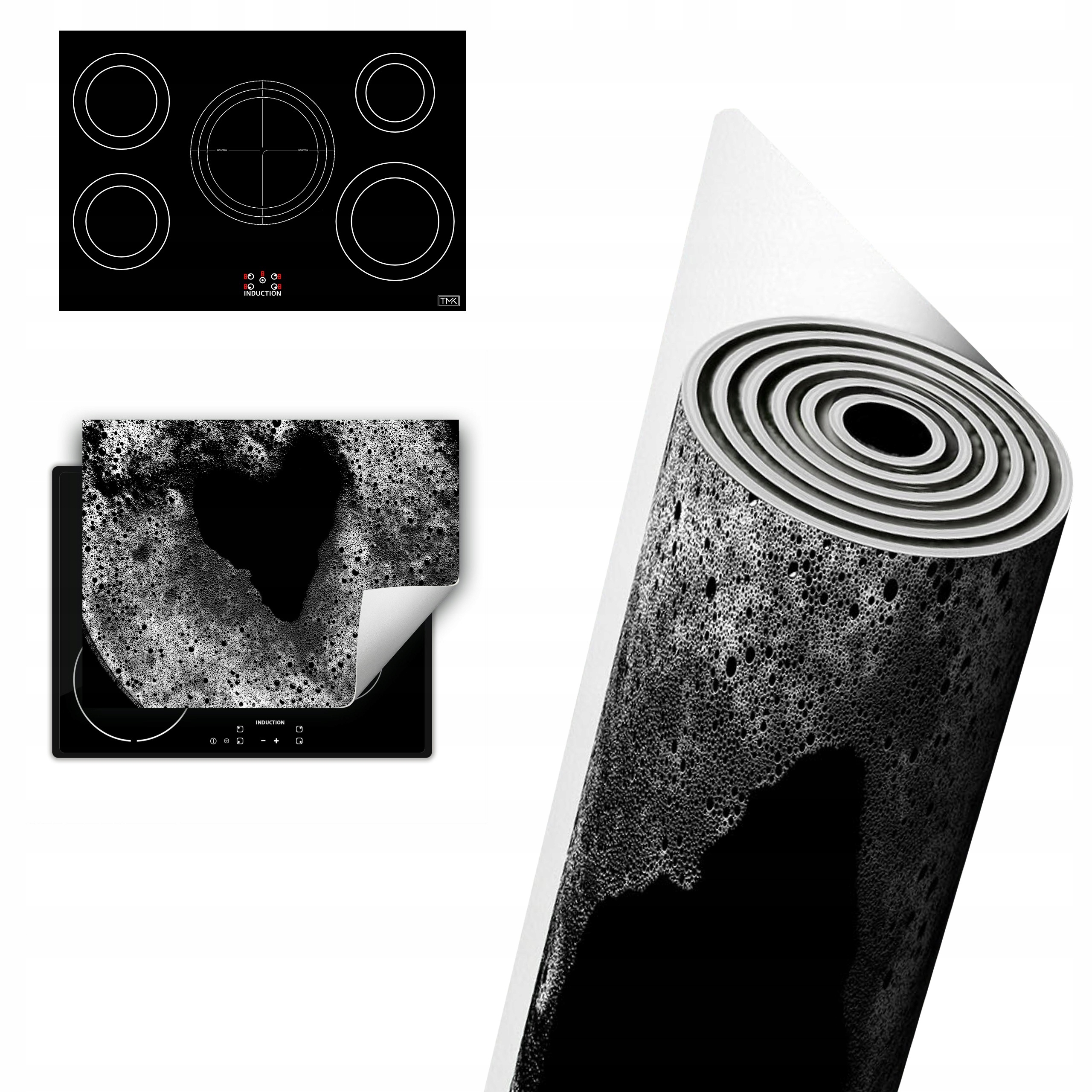 Vinylová Ochranná Deska Na Indukci 80x52 černá srdce