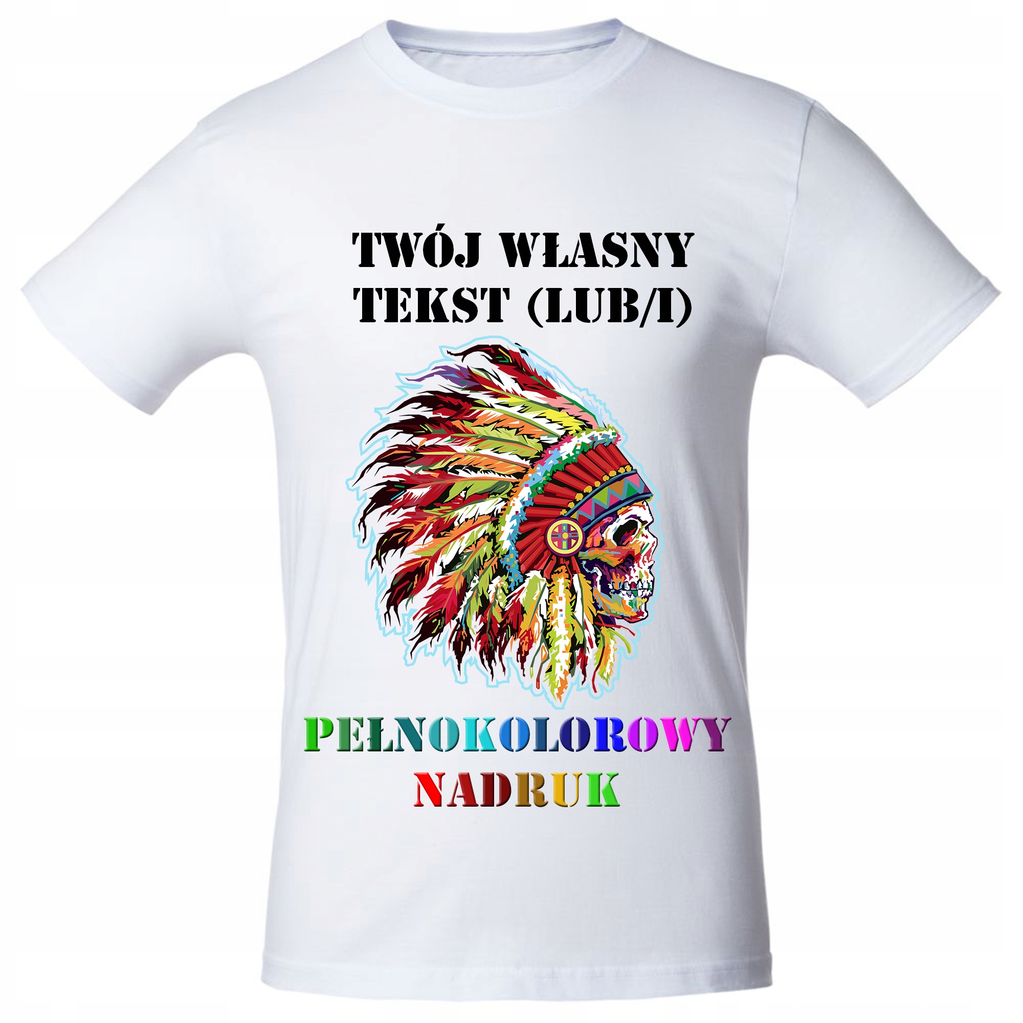 

T-shirt Męski Biały Z Własnym Nadrukiem 3XL