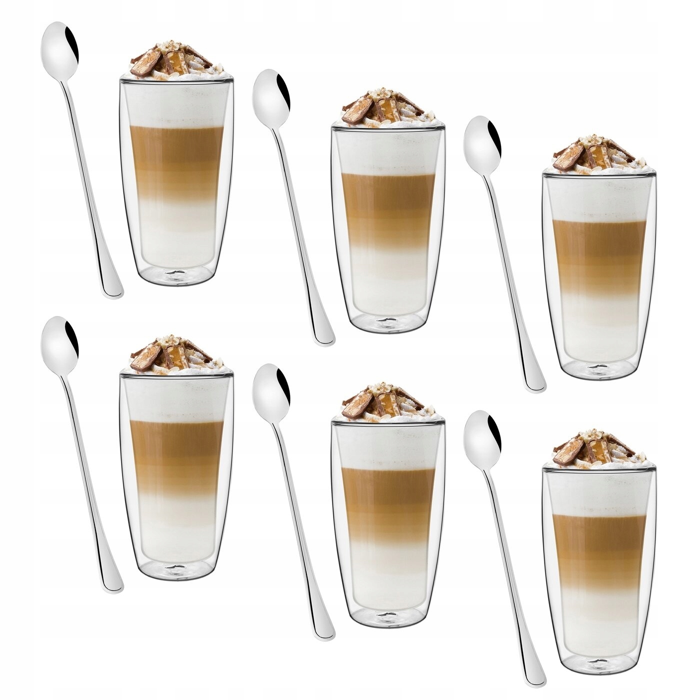 

Zestaw Szklanki Termiczne do kawy latte +łyżeczki