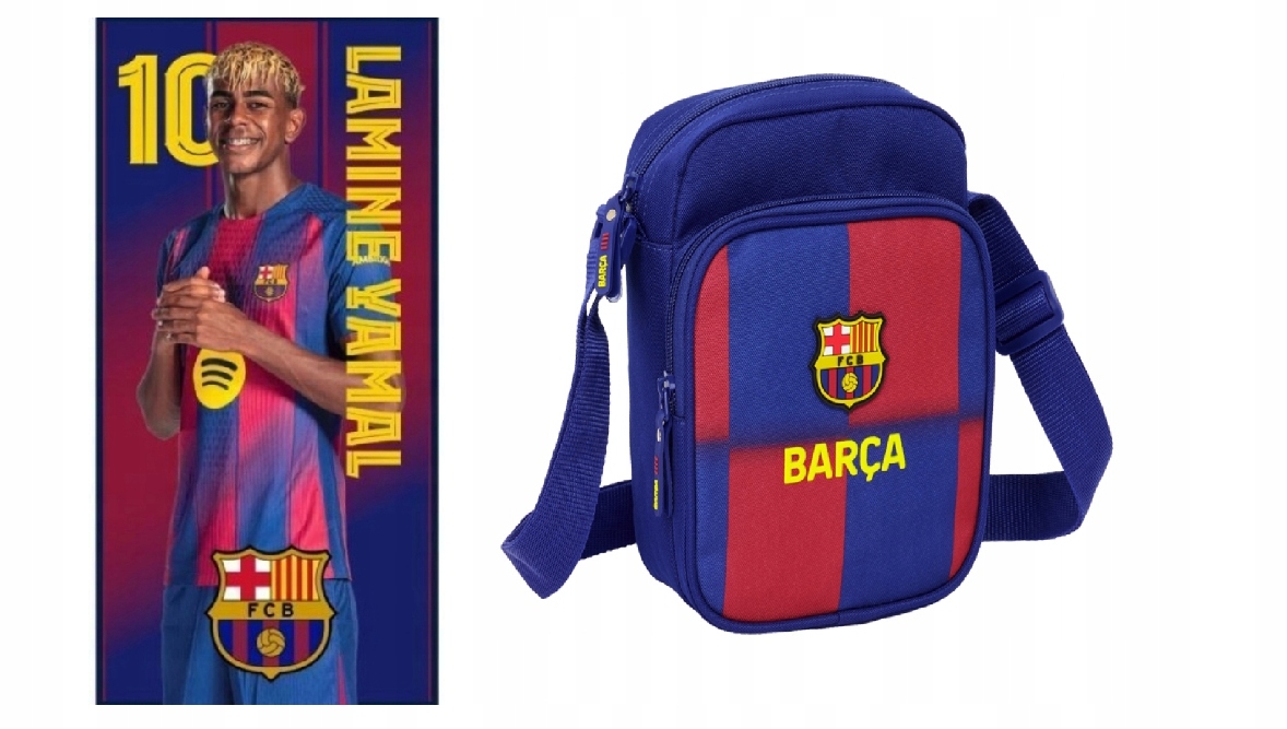 Zestaw Fc Barcelona torebka na ramię listonoszka i ręcznik Lamine Yamal