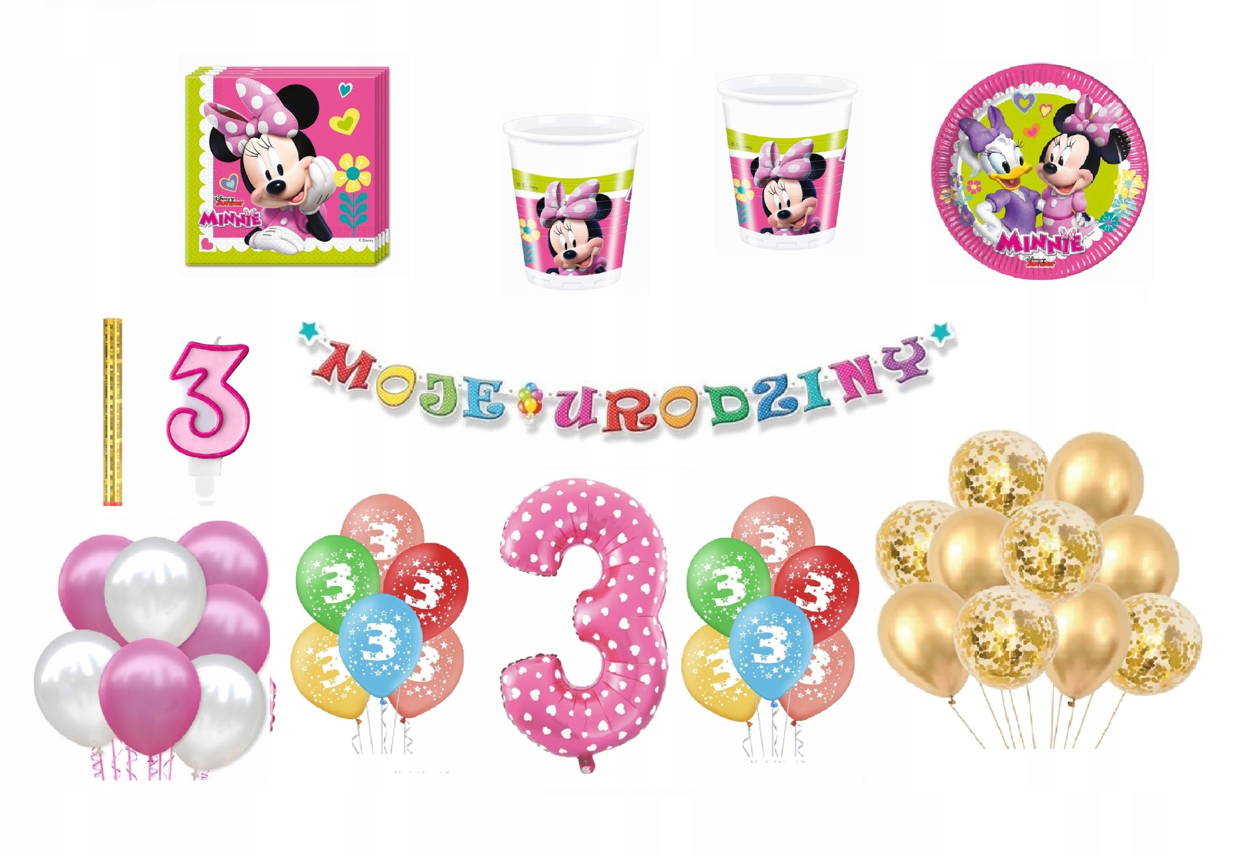 

Zestaw Myszka Minnie 3 Urodziny Balony