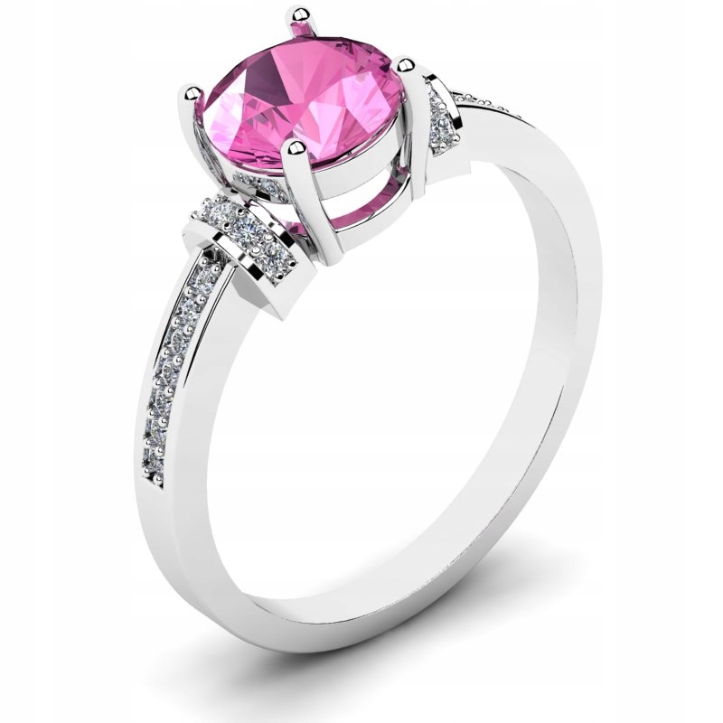 

Pierścionek Z Białego Złota Z Różową Cyrkonią