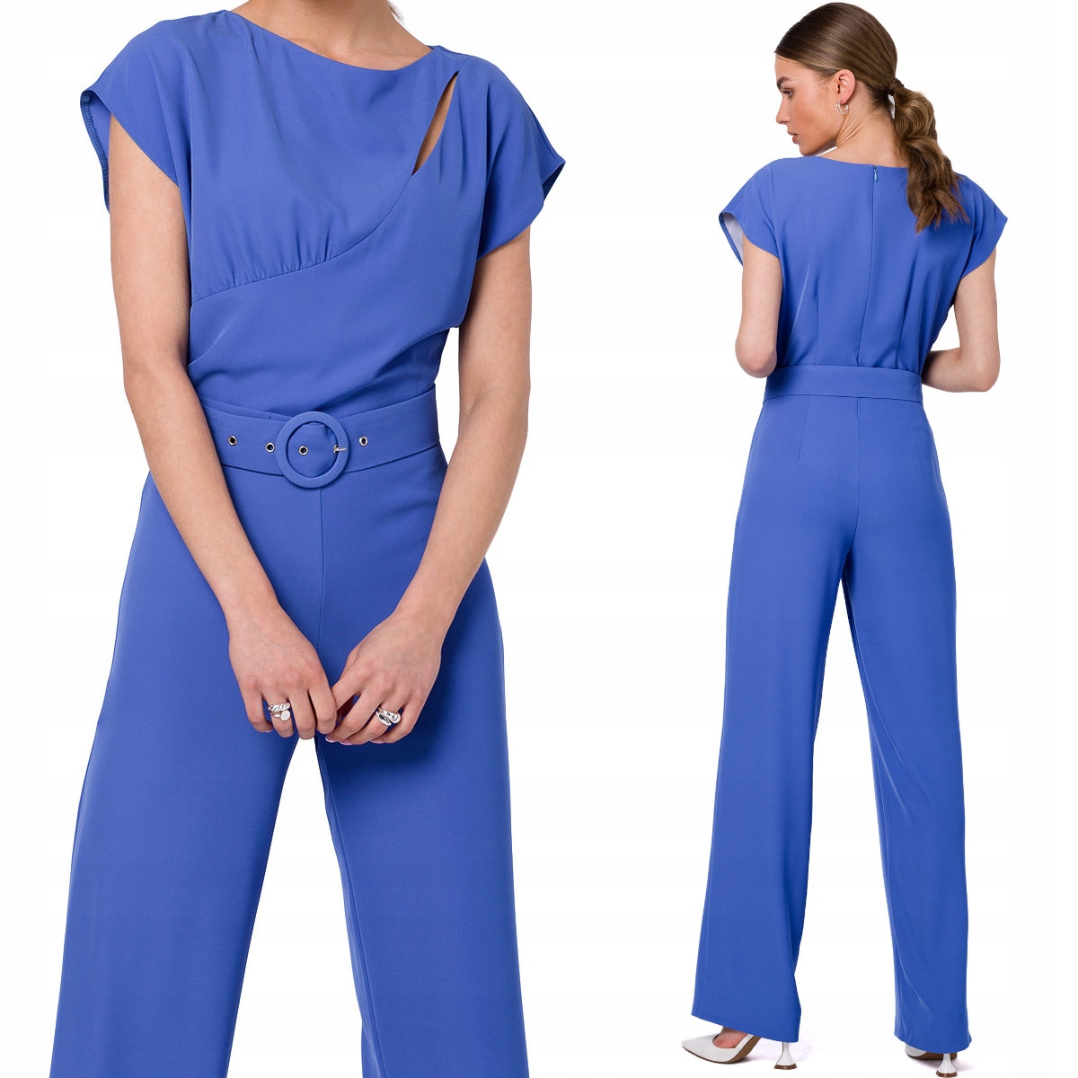 Ženský Elegantní Dámský Overal S Páskem Slza Modrá 36 S